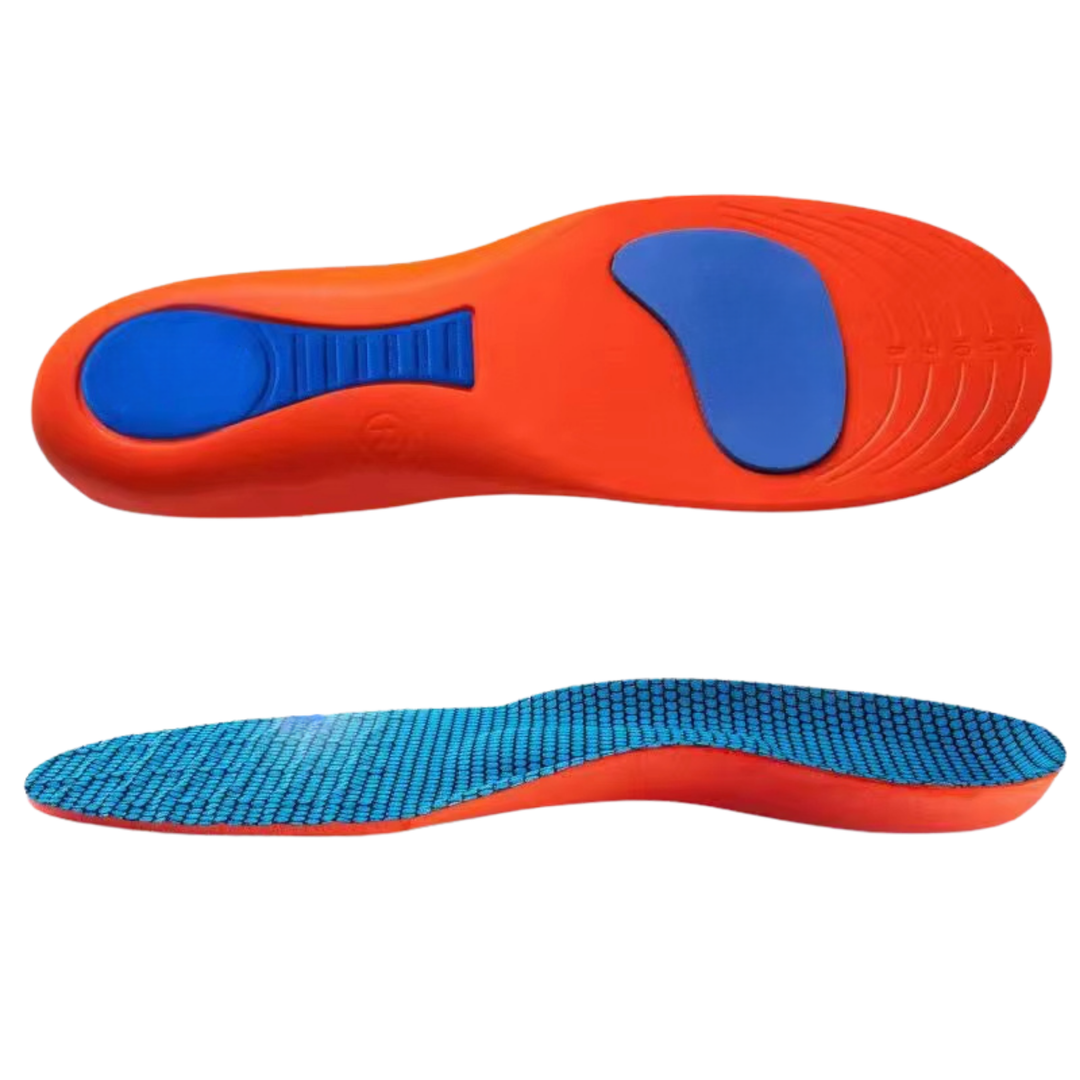 Unisex ergonomisk indlægssål med trykaflastning for fodkomfort. Ideel til fodsmerter og fodstøtte i hverdagssko.