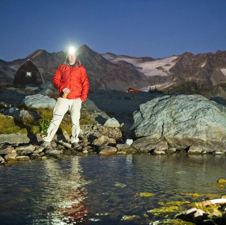 Perfekt LED pandelampe til camping, vandreture og fiskeri i mørket. Håndfri oplevelse.