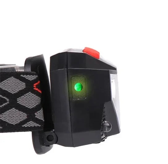 Håndfri unisex LED pandelampe med sensor; ideel til arbejde og sport udendørs.