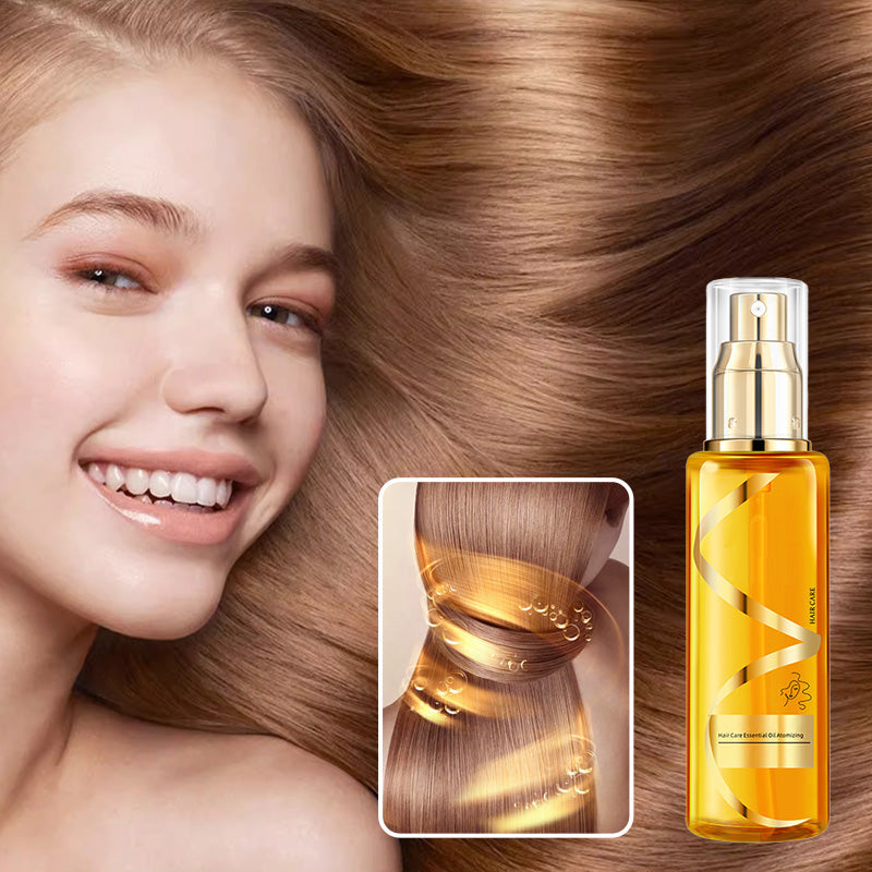 Unisex håreliksir flaske (100 ml) for silkeagtigt, glansfuldt hår. Perfekt til daglig hårpleje og styling.