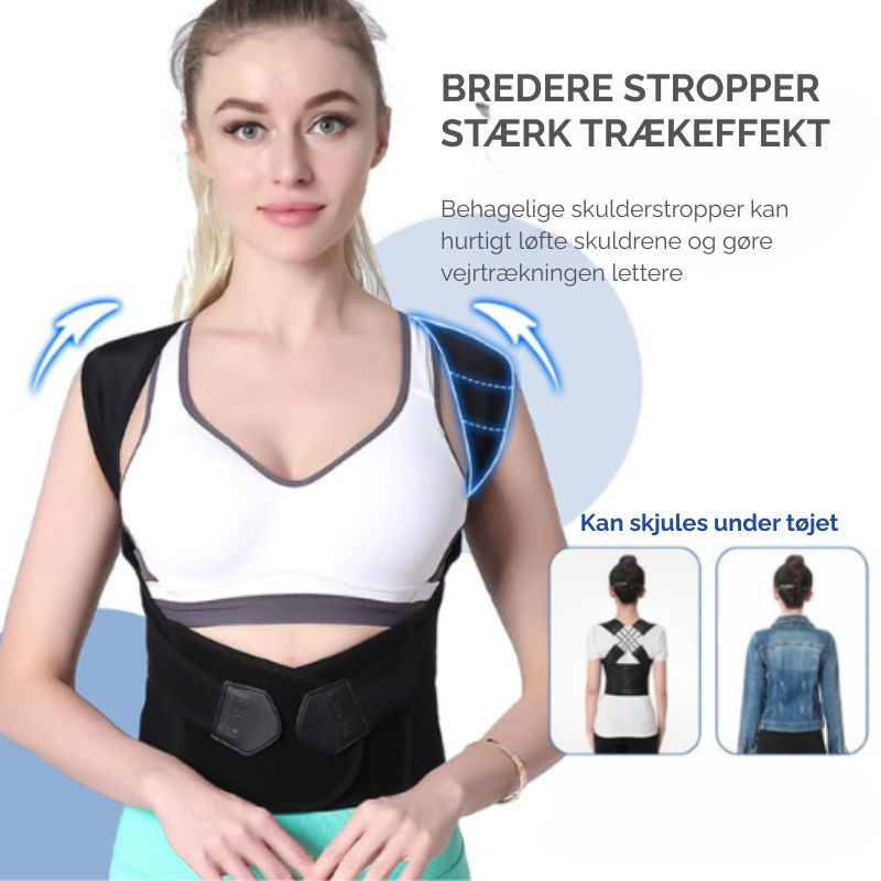 Ergonomisk rygkorrigerende sele, der støtter ryggen og mindsker rygsmerter for unisex.