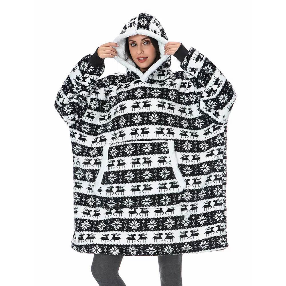 Luksuriøst unisex dækken med ærmer, designet for en hyggelig og varm hjemmeoplevelse.