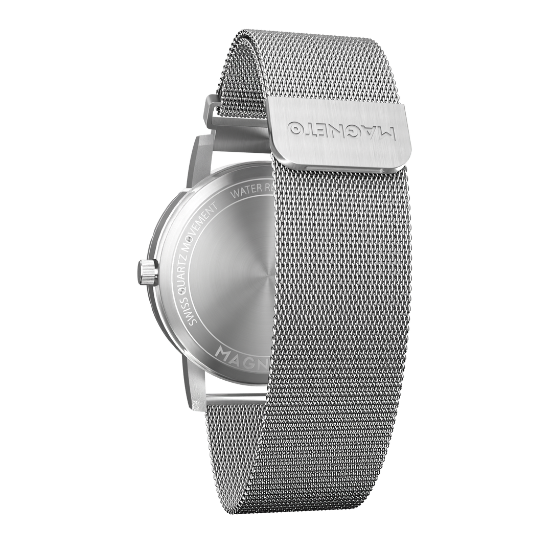 Unisex armbåndsur med magnetisk kugledisplay. Elegant ur med mesh armbånd til den moderne stil.