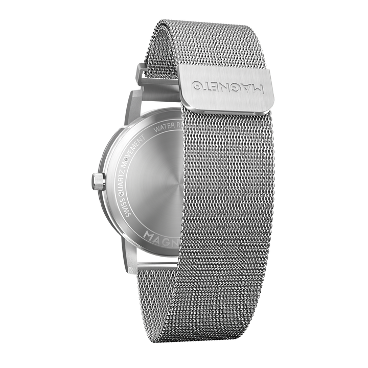 Unisex armbåndsur med magnetisk kugledisplay. Elegant ur med mesh armbånd til den moderne stil.