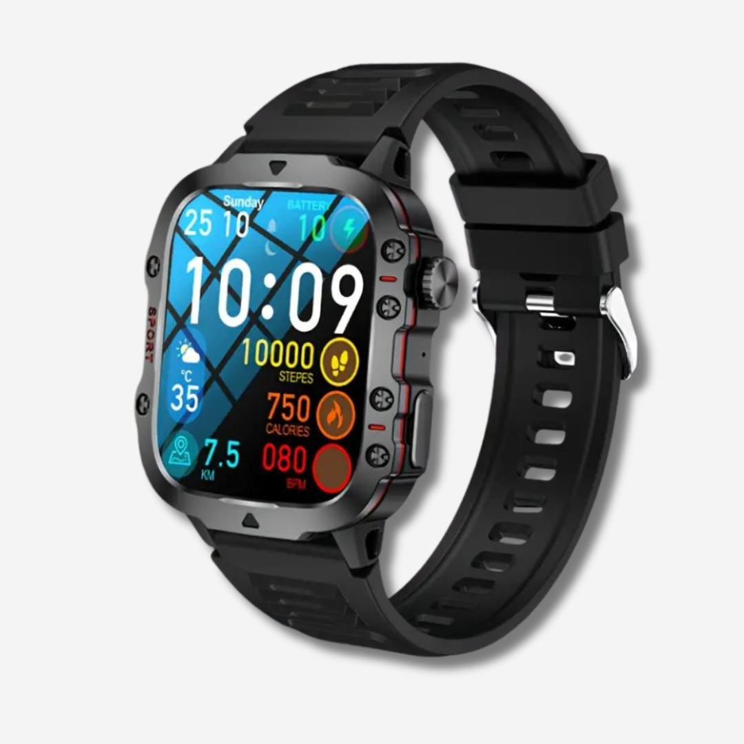 Unisex MoveSync smartwatch med lysende display viser tid og sundhedsdata; perfekt til træning og daglig brug.