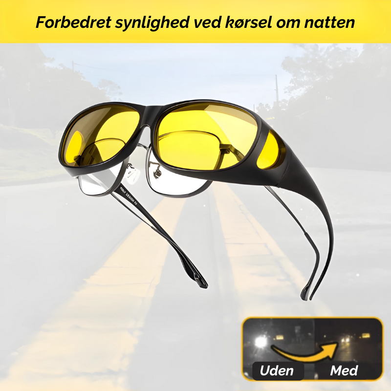 Unisex nattesynsbriller til bilister, reducerer blænding for sikker kørsel.