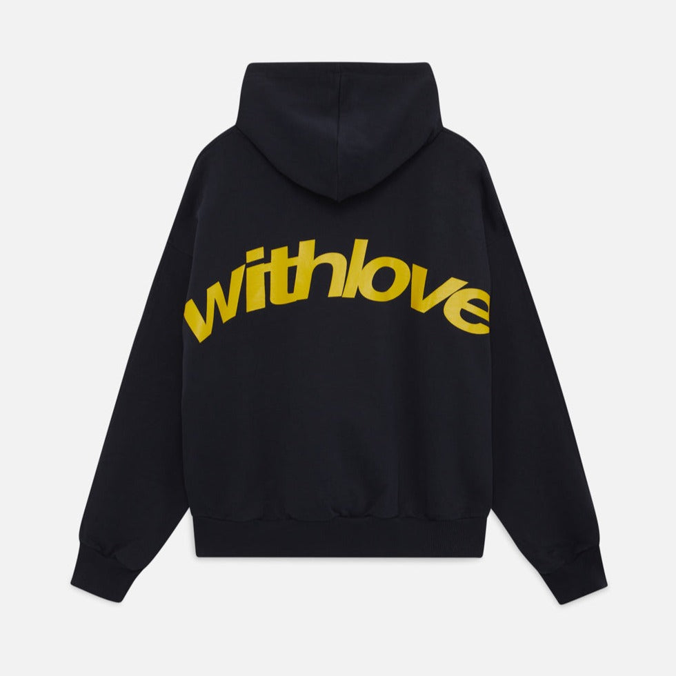 Komfortabel oversized hoodie med 'With Love'-print; perfekt til afslappet hygge og trendy streetwear-look.