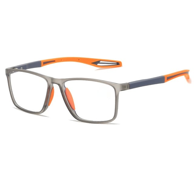 Detaljebillede af unisex progressive briller med robust ramme og avancerede multifokale linser.