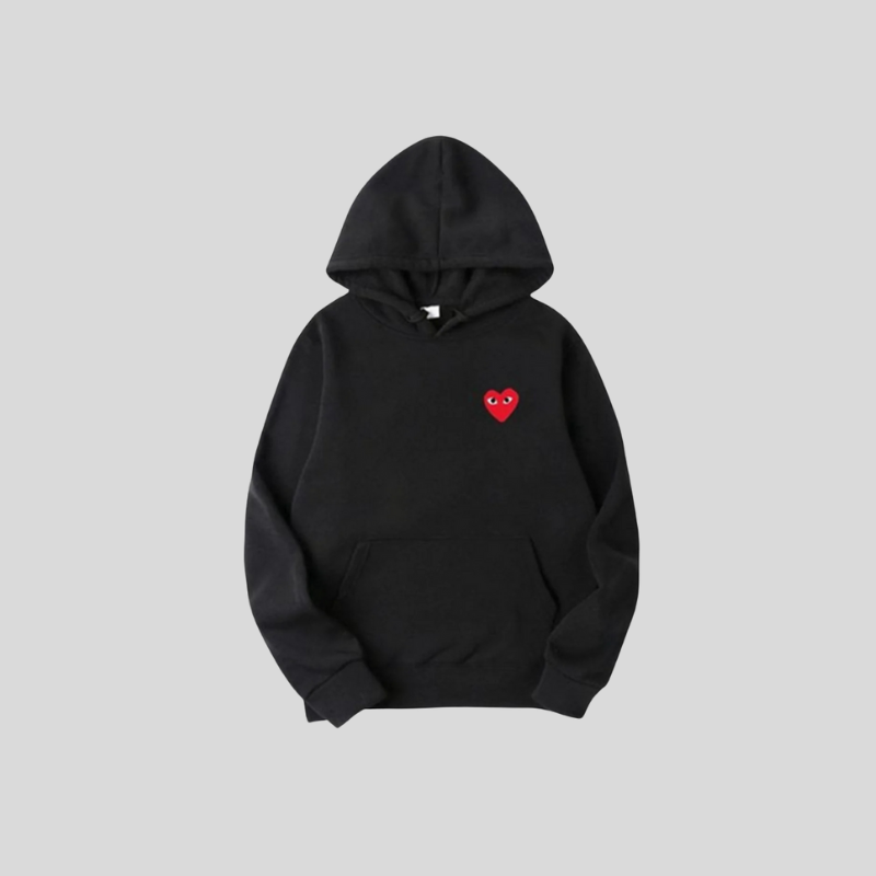 Unisex Pulse hoodie m. stilfuldt hjertedesign. Komfortabel hverdagspullover til modebevidste.