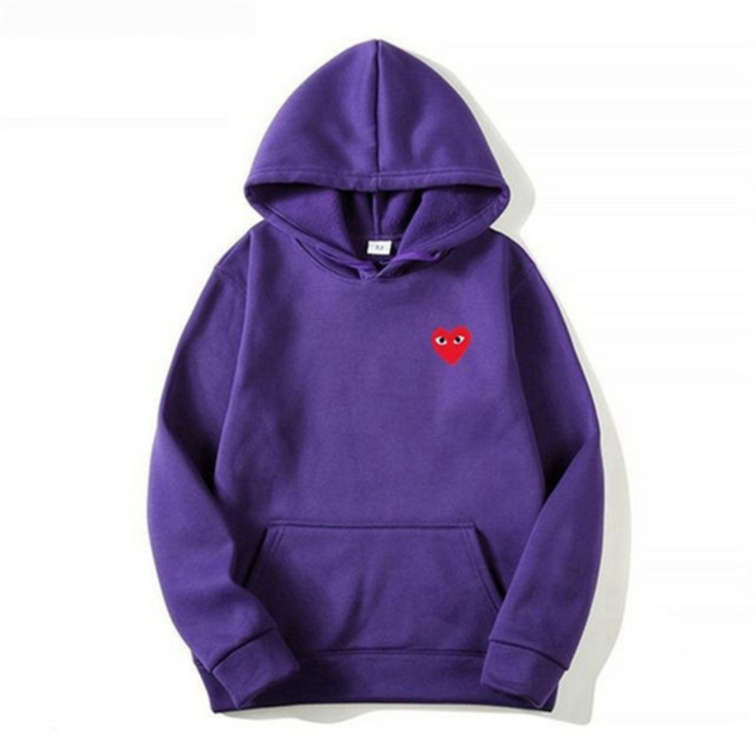 Modebevidst Pulse hoodie med diskret hjerteprint. Unisex og komfortabel til hverdag, arbejde eller fritid.