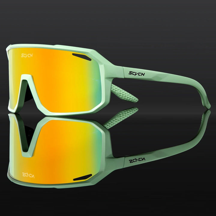 Unisex Radfahrer-Sonnenbrille mit UV400 Schutz, leicht und langlebig, ideal für Outdoor-Sport, modernen Look in Schwarz.
