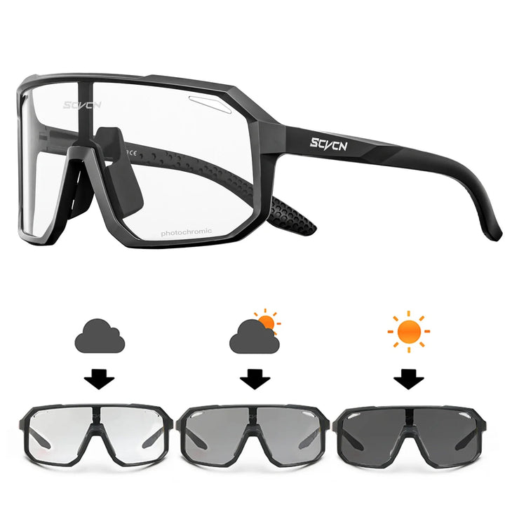 Unisex cykelsolbriller med UV400-beskyttelse, lette og holdbare, ideelle til udendørssport, moderne look i sort.