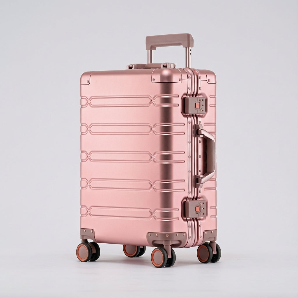 Elegant unisex kuffert med robuste 360° spinnerhjul til ubesværet rejse og sikker opbevaring.