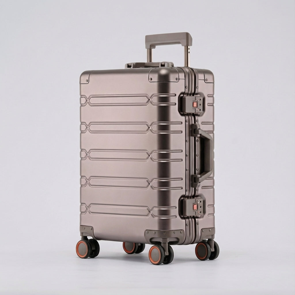 Moderne unisex rejsekuffert med 360° spinnerhjul og holdbar konstruktion for sikker bagage.