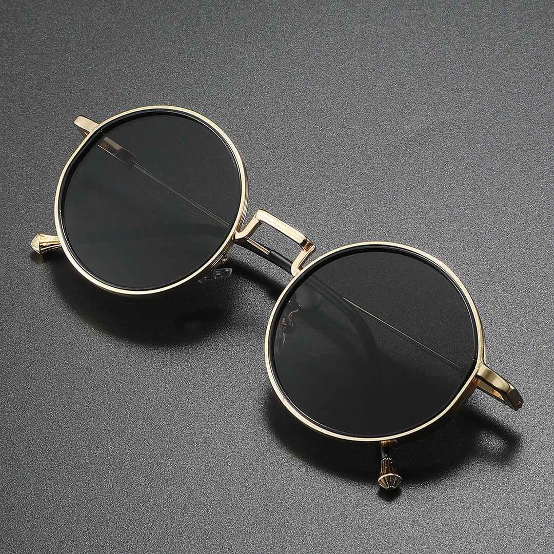 Runde solbriller med UV400 beskyttelse, unisex metalramme, et moderne og funktionelt tilbehør.