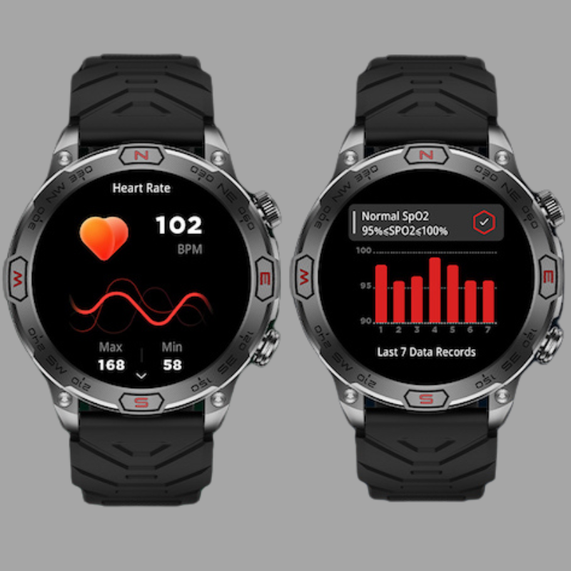 Person løber med et vandtæt GPS-smartwatch på håndleddet, der tracker puls og distance under træning.