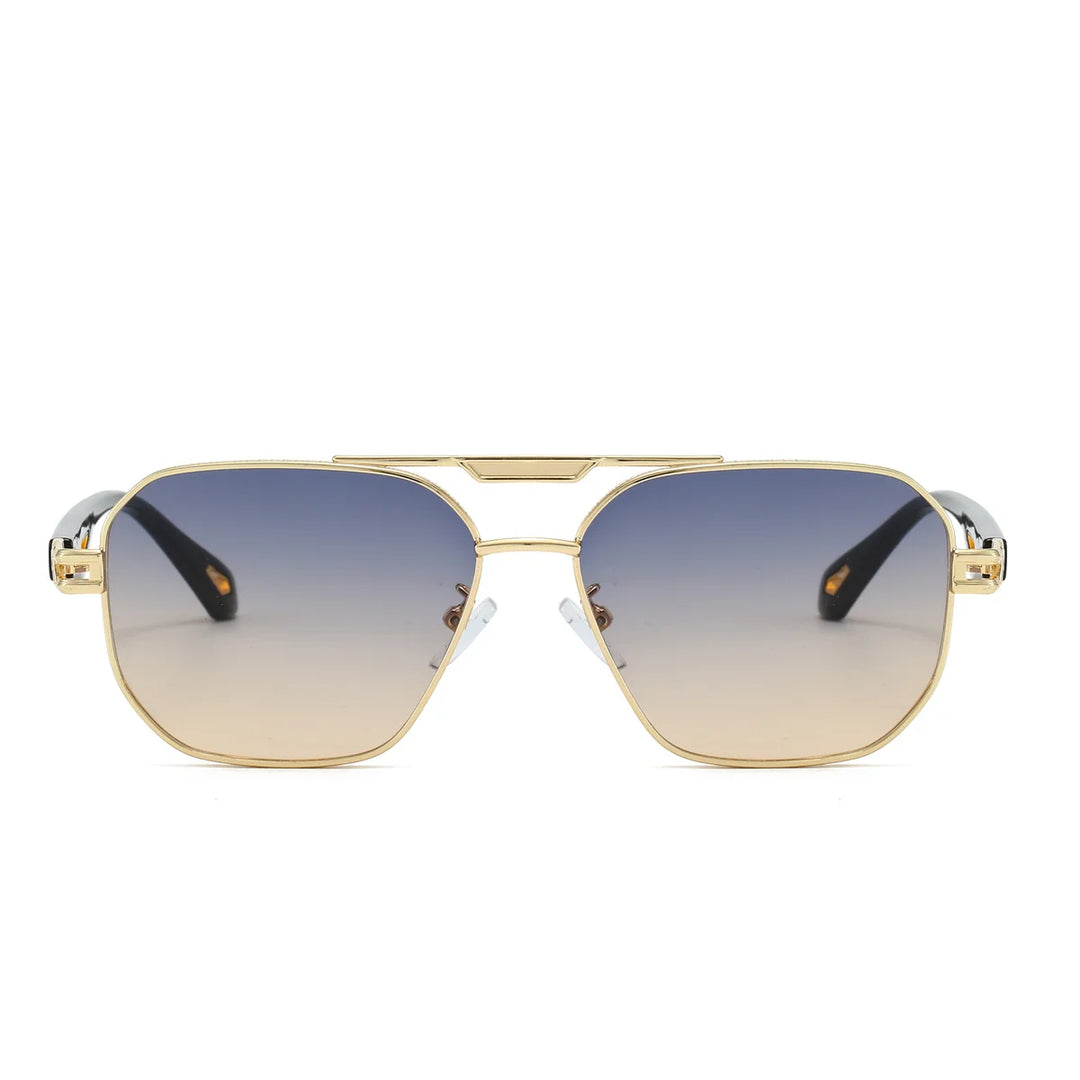 Unisex solbriller, metallisk stel. UV400 beskyttelse & anti-refleks glas til mode og rejser.