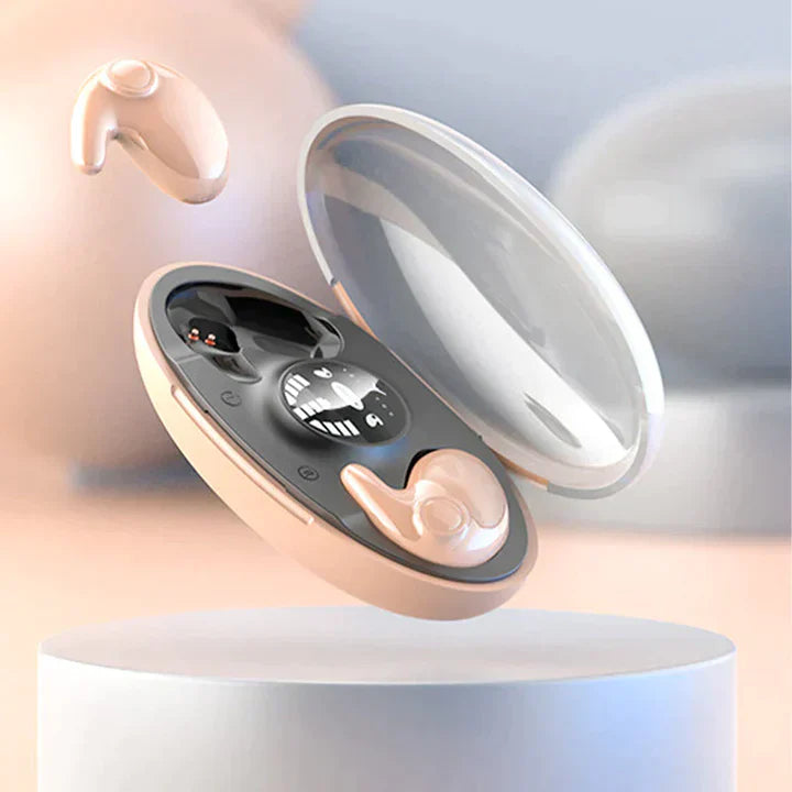 Trådløse mini-ørepropper med Bluetooth 5.3 og IPX5. Lang batteritid for rejser og sport.