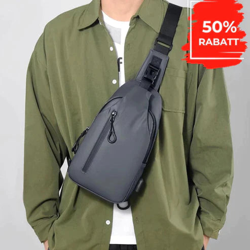 Unisex vandtæt crossbody taske med USB-port, perfekt til rejser og hverdag.