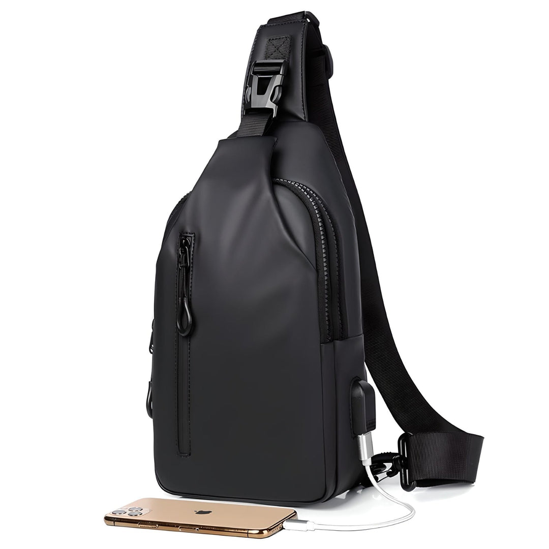 Unisex vandtæt skuldertaske med USB opladning. Perfekt til festivaler, rejser & dagligdags brug.