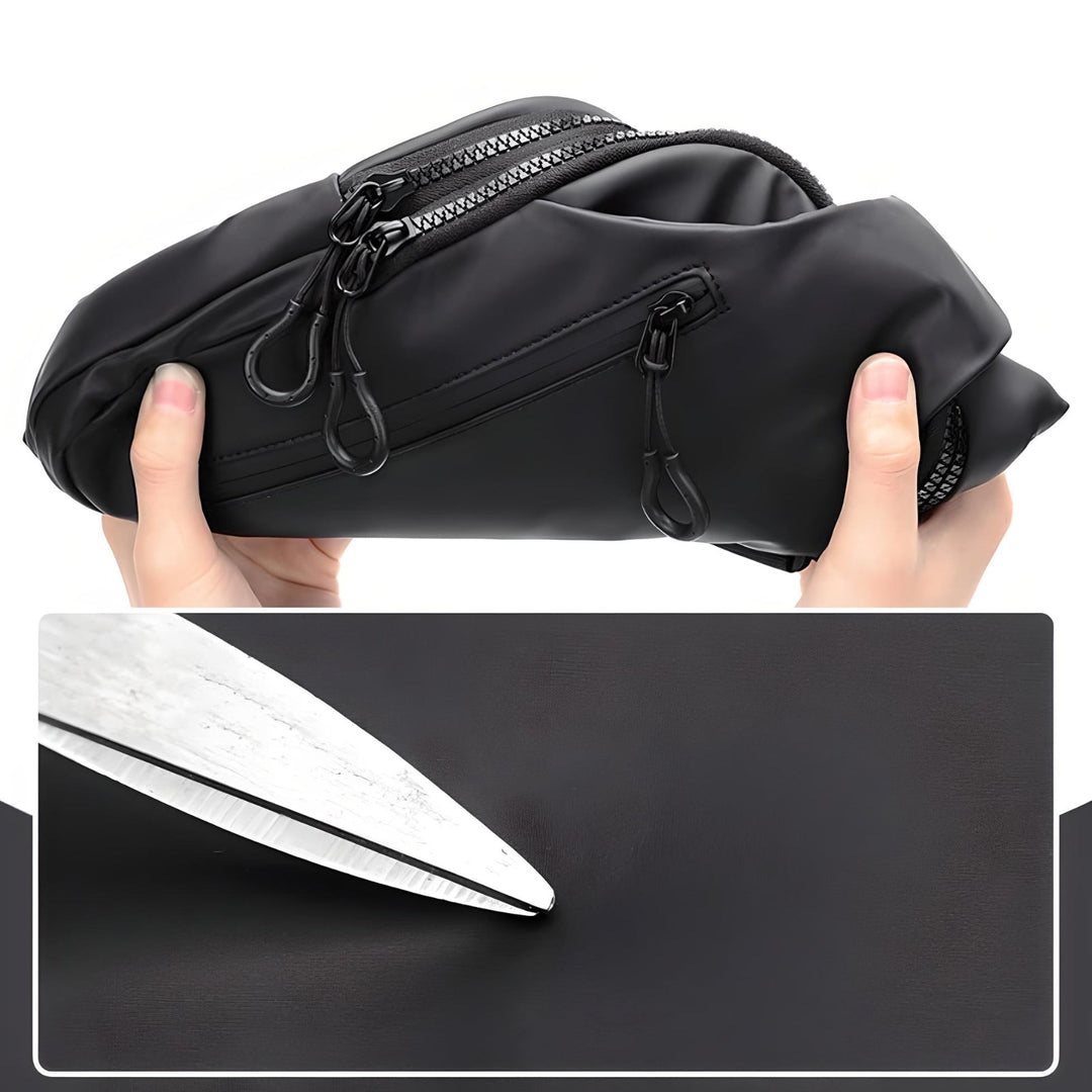 Unisex skuldertaske båret på ryggen. Vandtæt & med USB opladning, perfekt til eventyr.