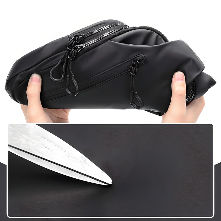 Unisex skuldertaske båret på ryggen. Vandtæt & med USB opladning, perfekt til eventyr.