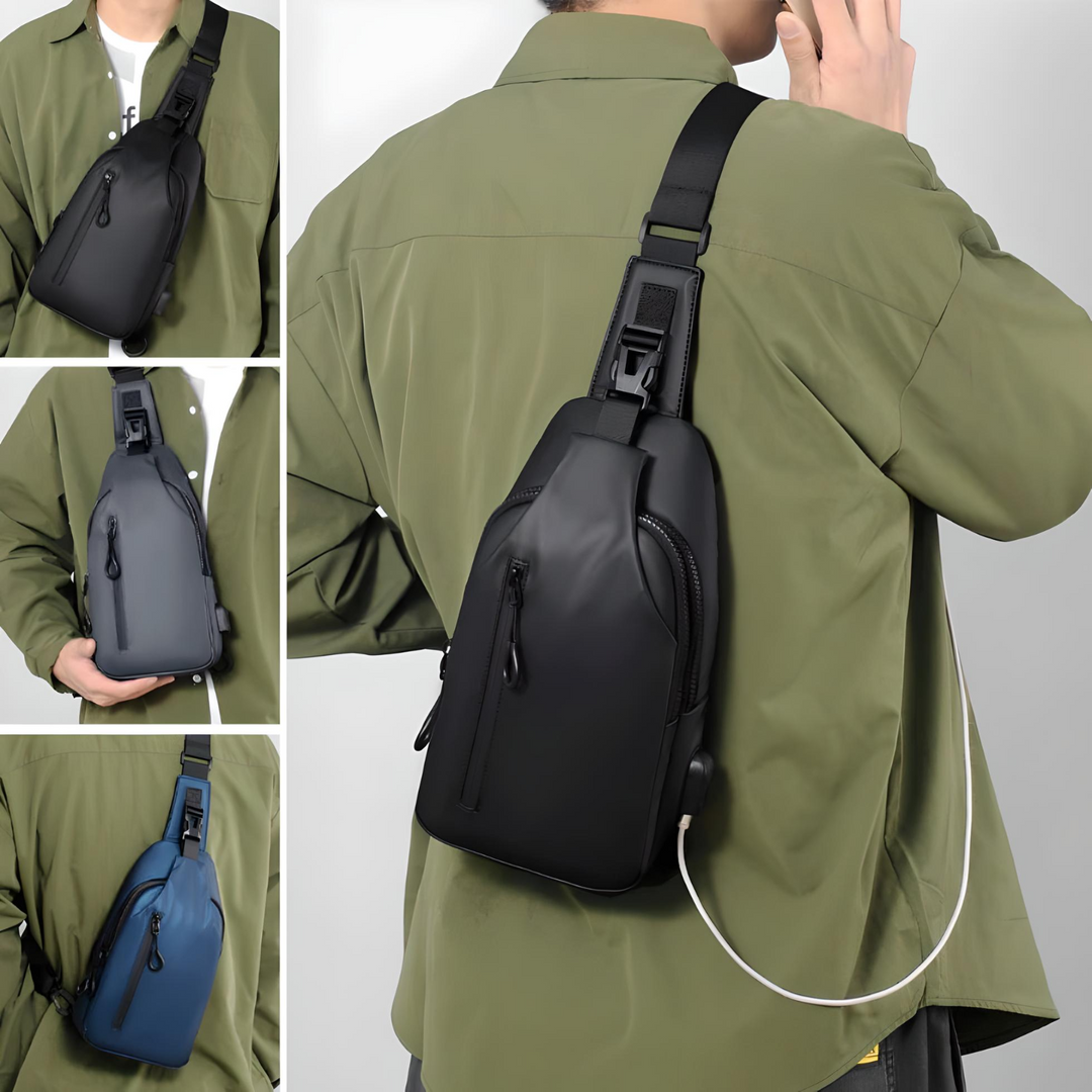 Festival skuldertaske unisex. Vandtæt design & praktisk USB opladning til en aktiv dag.
