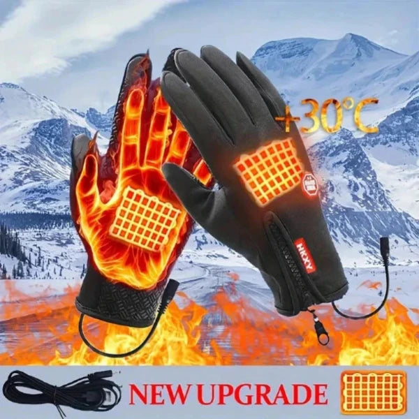 USB-opvarmede vinterhandsker i unisex design. Touchscreen funktion, vind- & vandafvisende til al sport.