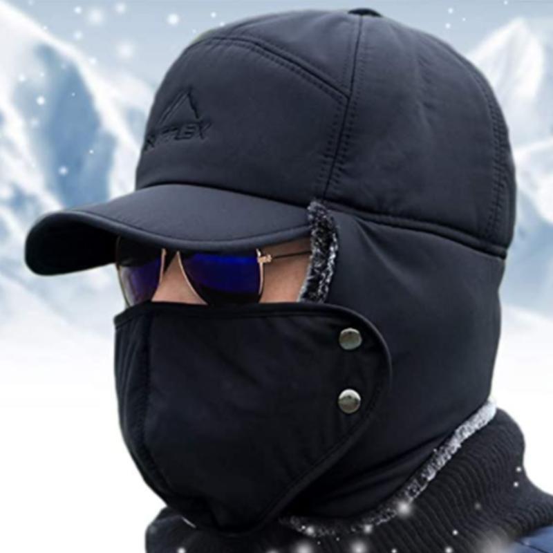 Unisex vindtæt vinterhue med øreklapper og ansigtsmaske til koldt vejr.