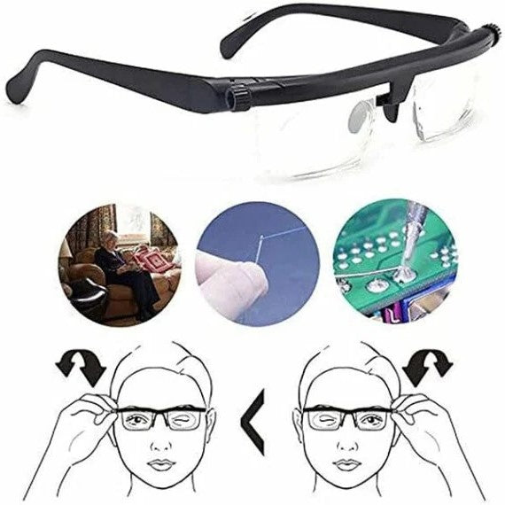 Nærbillede af VisionFlex justerbare læsebriller. Perfekt til synskorrektion og klarhed.