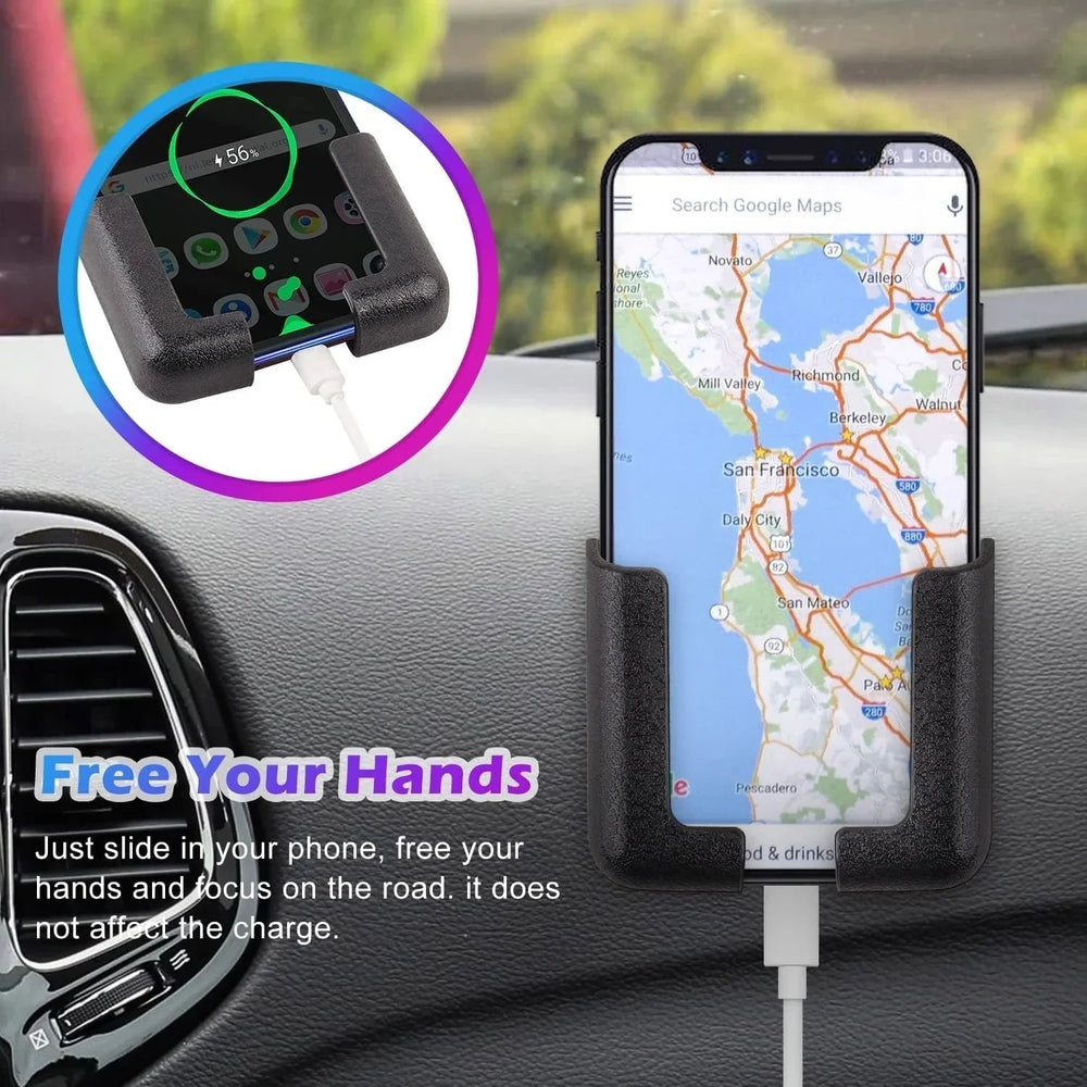 Robust mobilholder til bil med justerbart greb, der sikkert holder alle smartphones under kørsel.