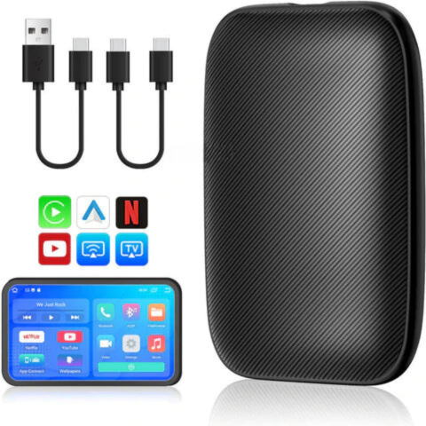 Universal biladapter til smartskærm: Trådløs Apple CarPlay & Android Auto for navigation og underholdning.