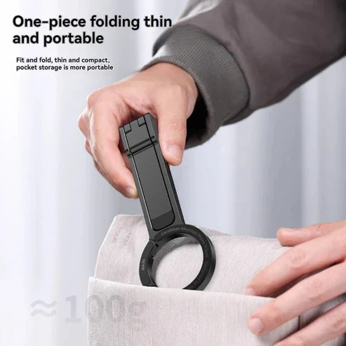 Fleksibel mobilholder med karabinhage, perfekt som bilholder eller selfiestativ til smartphones.
