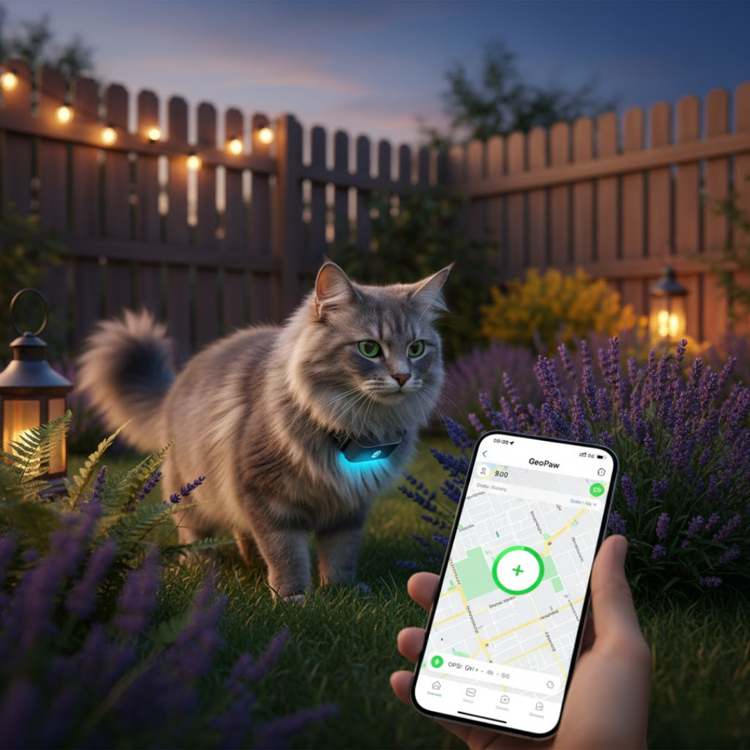 Stilrent og vandtæt GPS-halsbånd til hunde og katte for præcis og pålidelig sporing.