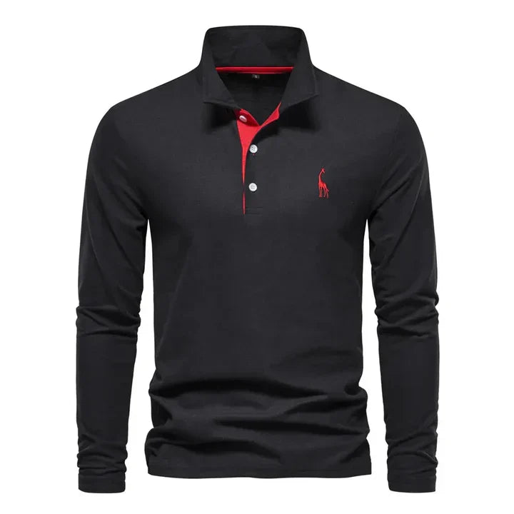 Mænds klassiske langærmede poloshirt i elegant design, perfekt til hverdagsbrug og fritid.