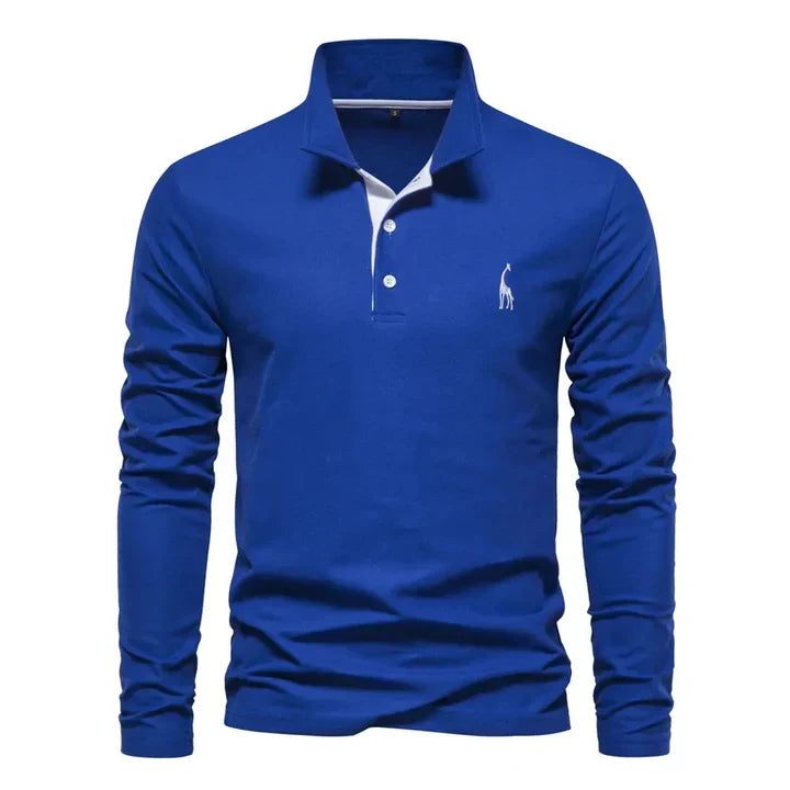 Elegant herre langærmet poloshirt; klassisk mode til både arbejde og afslappede lejligheder.