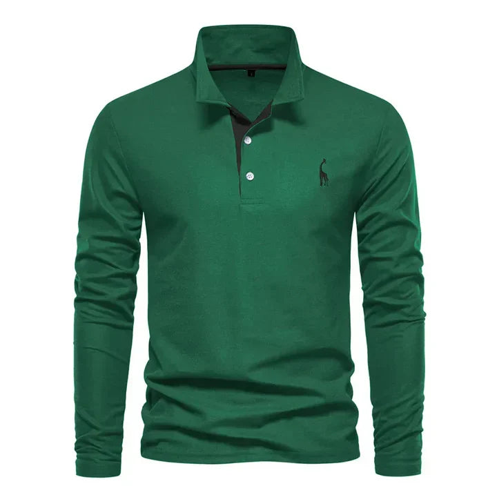 Behagelig mænds langærmet poloshirt, klassisk design til herre fritid og smart hverdagslook.