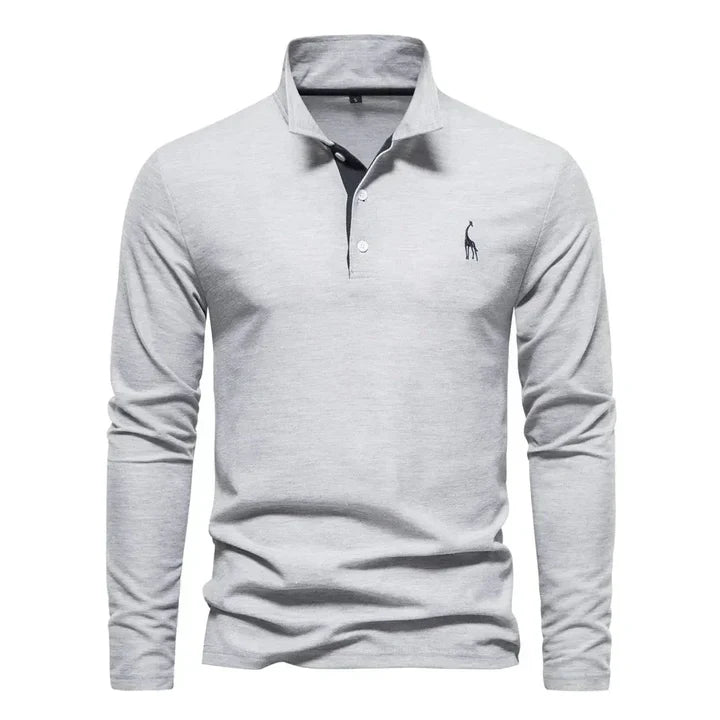 Stilren langærmet polo til mænd, tidløs klassiker der løfter enhver herre fritidsgarderobe.