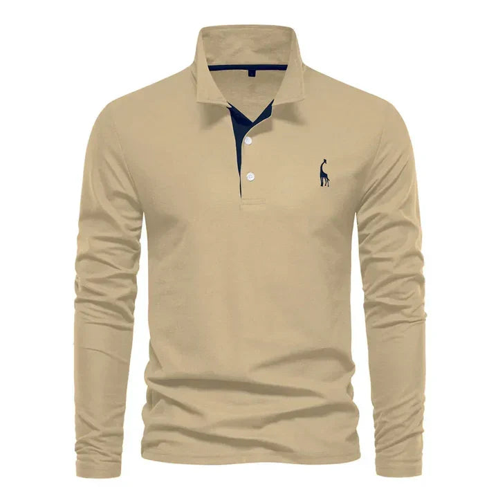 Herre langærmet poloshirt/skjorte i klassisk stil; essentiel del af moderne herremode.
