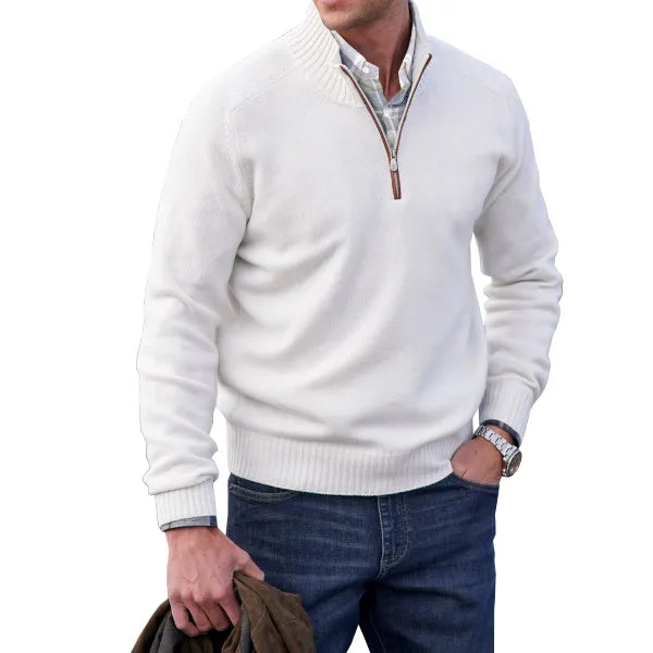 Varm herre lynlåstrøje i klassisk design, stilfuld til vinter. Perfekt til hygge og mode.