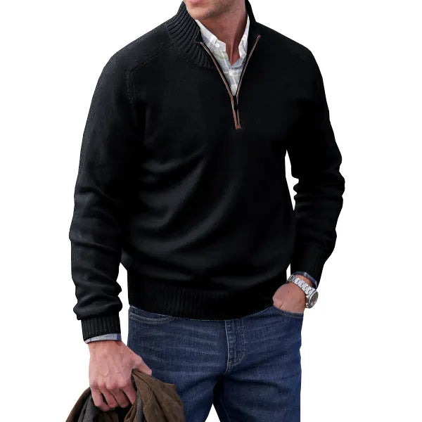 Elegant slim fit herretrøje med lynlås, moderne og varm. Ideel til casual vintermode.