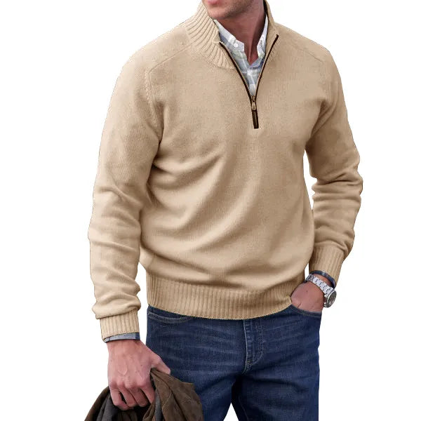Stilfuld herretrøje med lynlås, varm og hyggelig. Perfekt til casual elegance i vintermånederne.