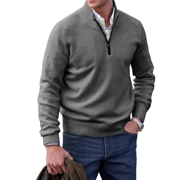 Varm herre lynlåstrøje, elegant og praktisk til koldt vejr. Klassisk design, slim fit.