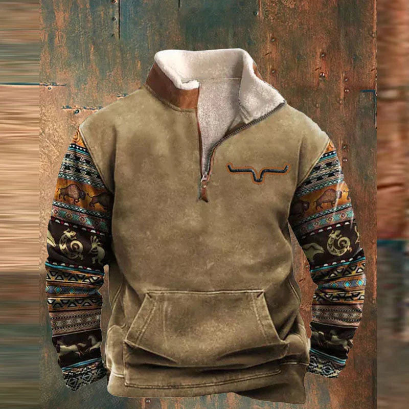 Afslappet herre sweatshirt med lynlås. Komfortabel og moderne beklædning til hverdagsbrug.