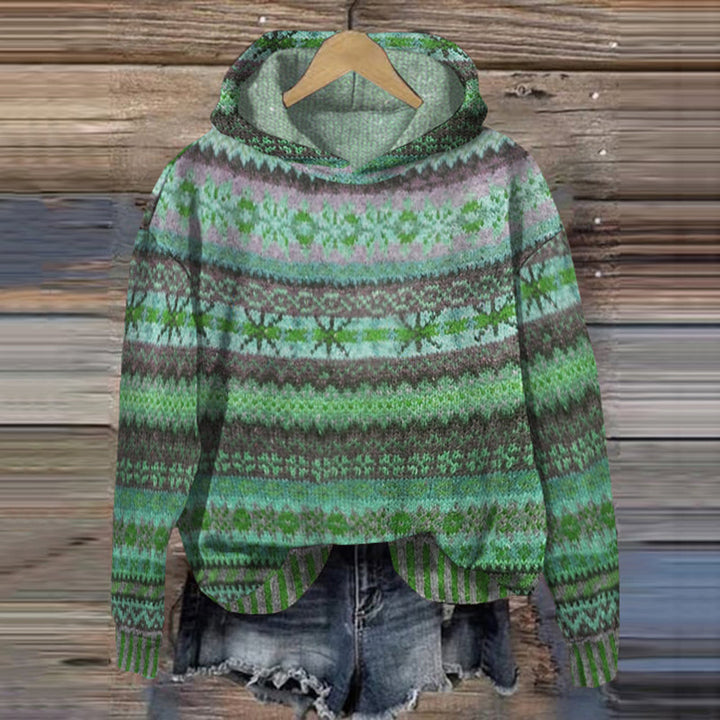 Varm vintage hættetrøje til kvinder i grøn. Afslappet, langærmet sweatshirt perfekt til vinterhygge.