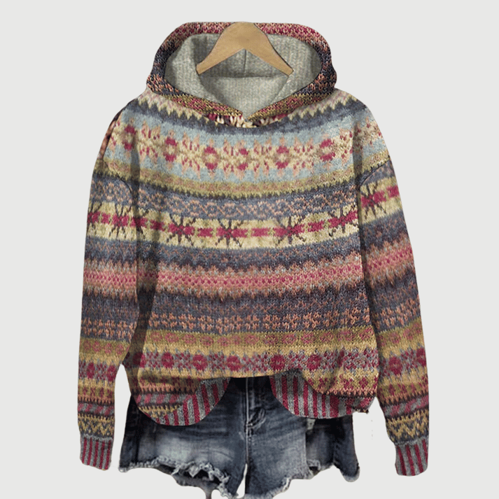Brun vintage hættetrøje til kvinder. Varm, langærmet sweatshirt ideel som afslappet overtøj om vinteren.