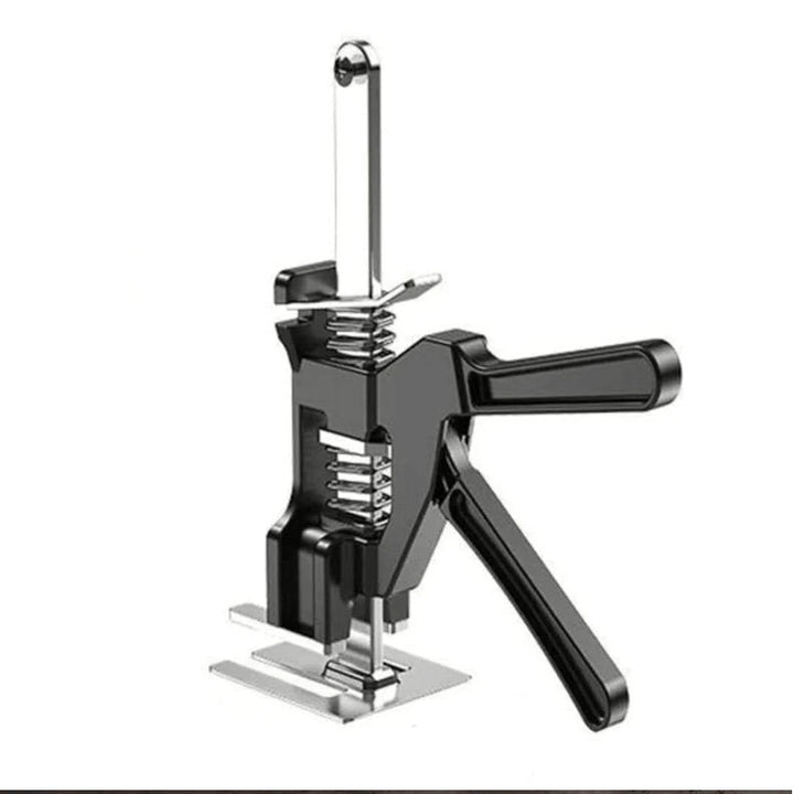 Justerbar løftehjælp i stål, ergonomisk, kan bære op til 150 kg, ideel til byggeprojekter, i elegant sort.