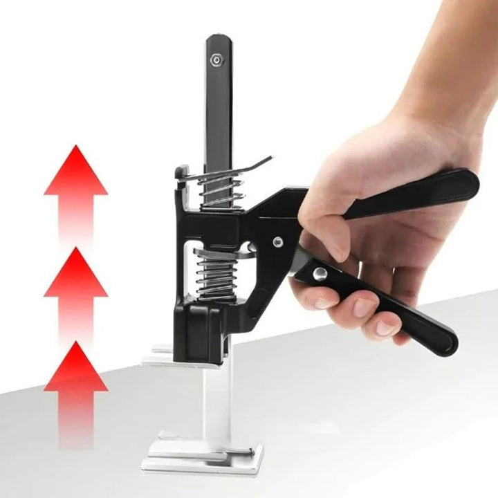 Justerbar løftehjælp i stål, ergonomisk, kan bære op til 150 kg, ideel til byggeprojekter, i elegant sort.