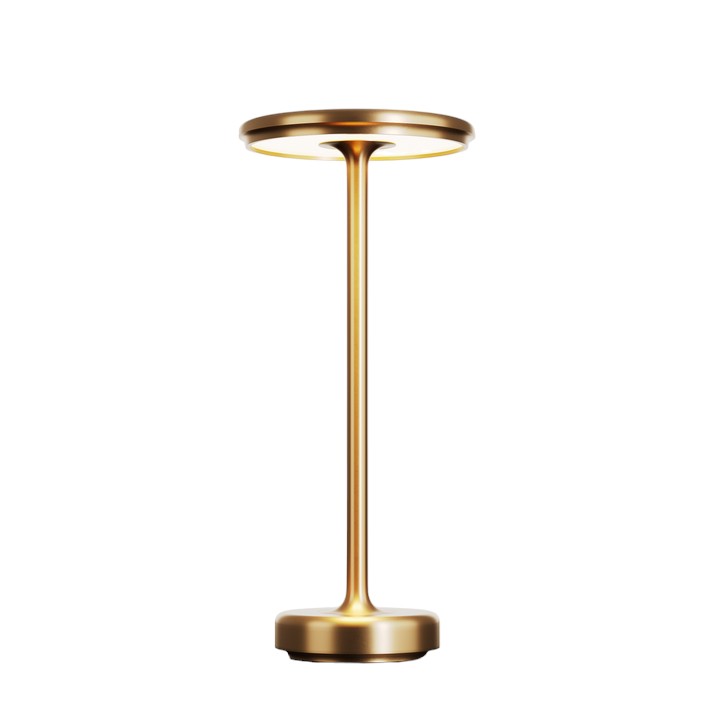 VibeLight trådløs bordlampe i guld. Genopladelig, dæmpbar touch-lampe skaber hygge og stemning.