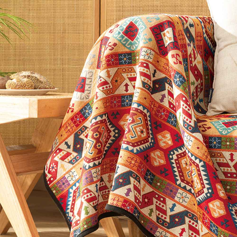 Marokkansk Jacquard Multifunktionelt Tæppe Sofatæppe - Visning 10